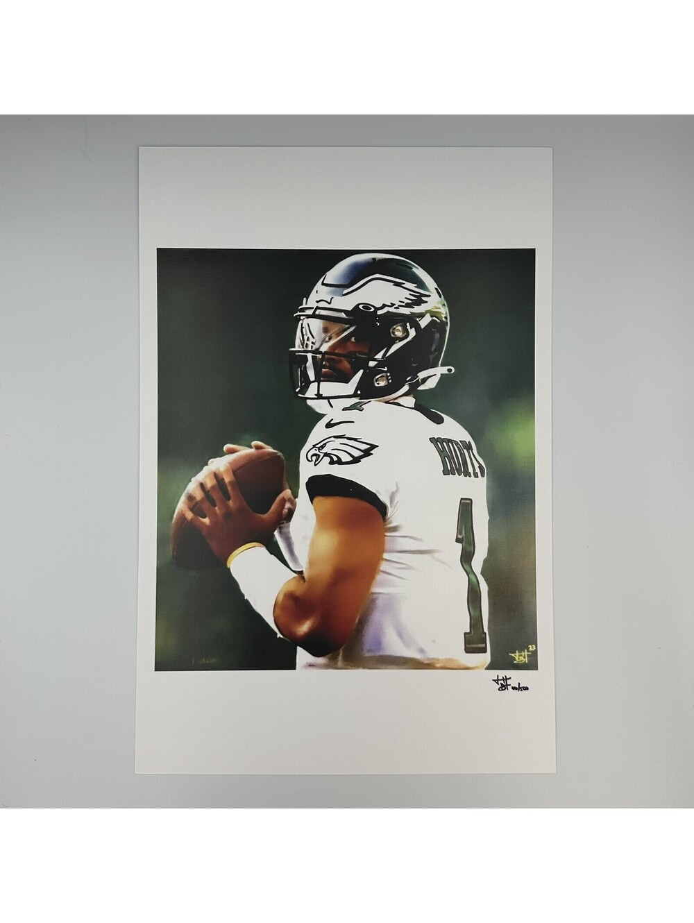 Jalen Hurts NFL Philadelphia Eagles LE 12x18 Lithograph by Joshua Barton